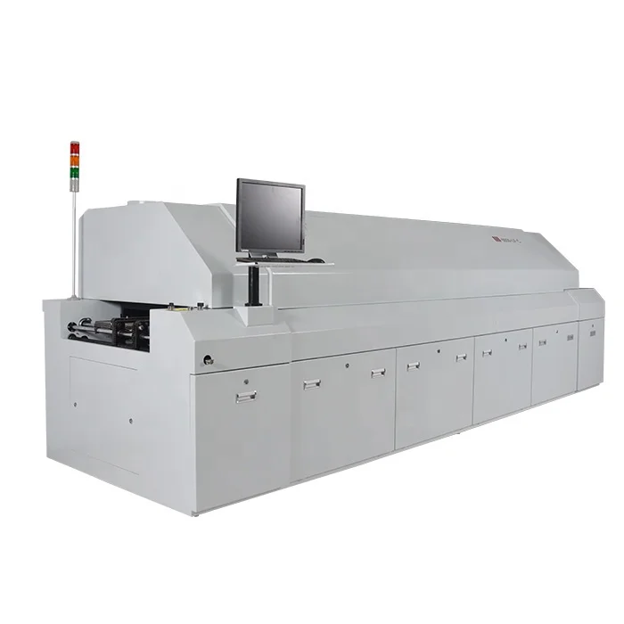 pcb soldering machine with mesh belt and chain large lead free automatic 10/12 zone smt reflow oven cost