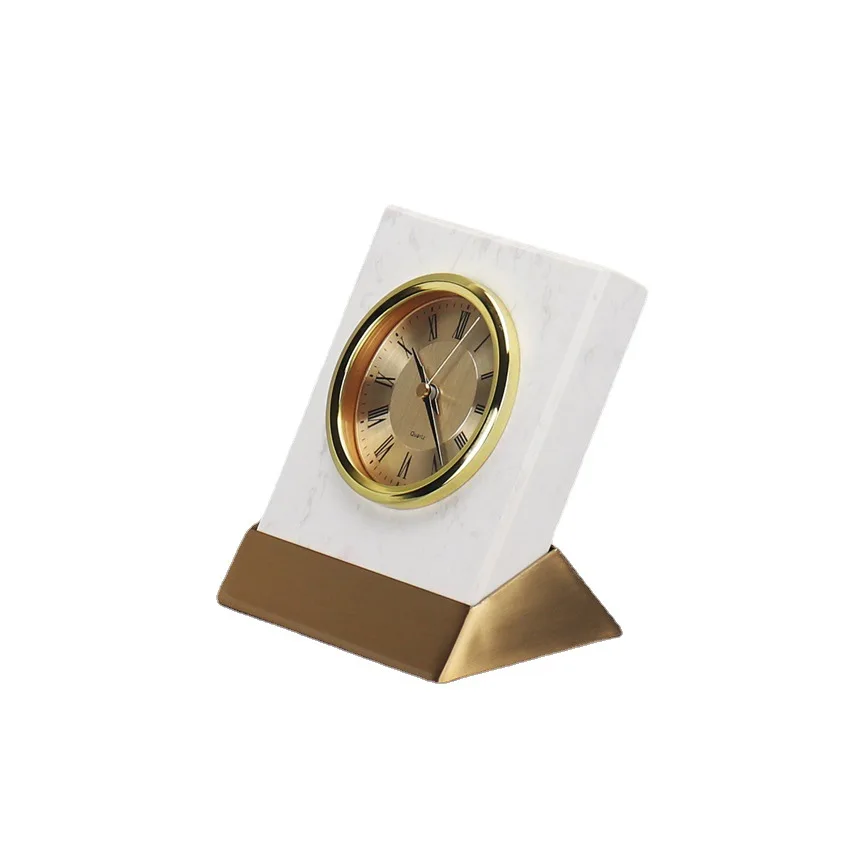 product nordic light luxury minimalist retro simple decorative seat base desk clock craft marble-4