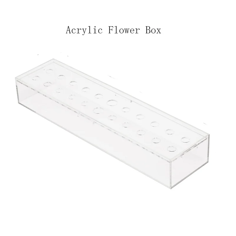 Fashion Long Rectangular Acrylic Flower Storage Box Rose Floral Vases