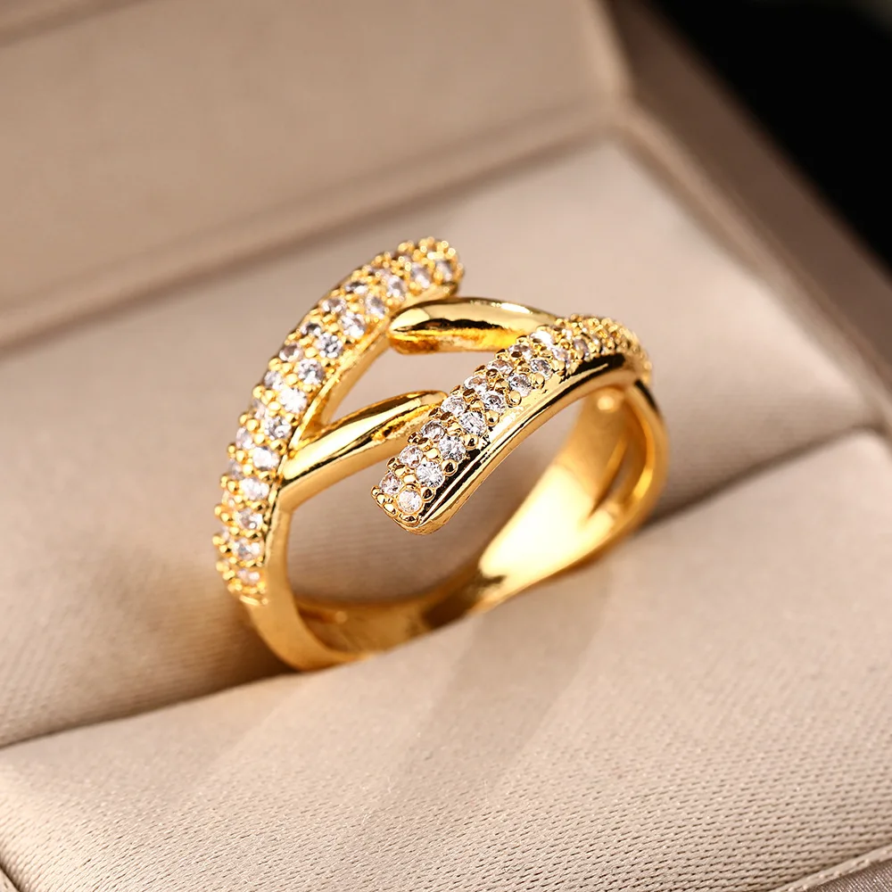 Women's Simple Luxury Trendy Gold Plated Open Adjustable Stainless