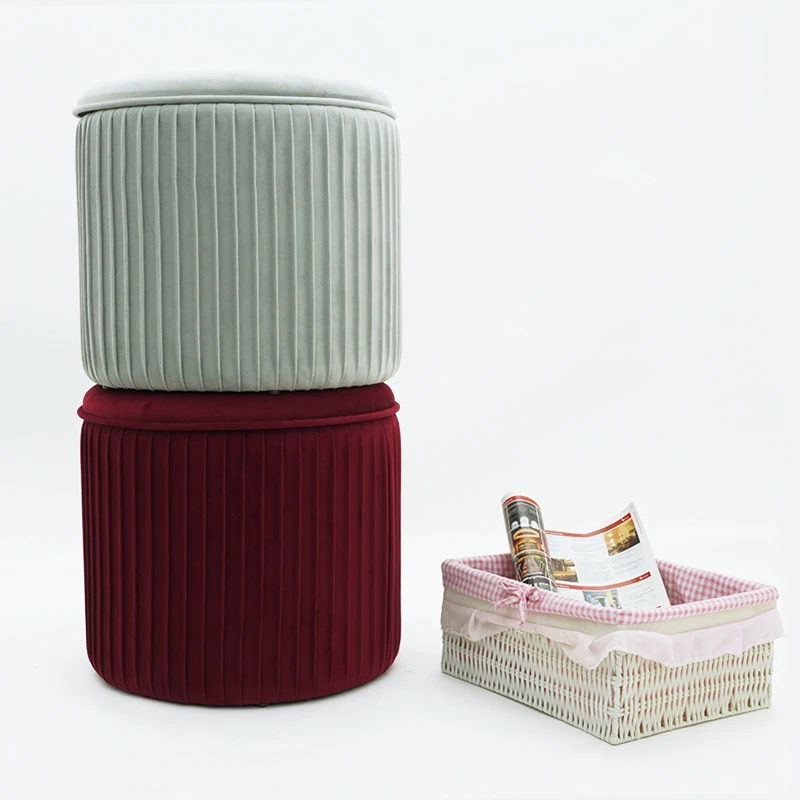 Factory Price Velvet Stool Tufted Ottoman Round Stool Pouffe Ottoman Footstool Chair Foot Stool