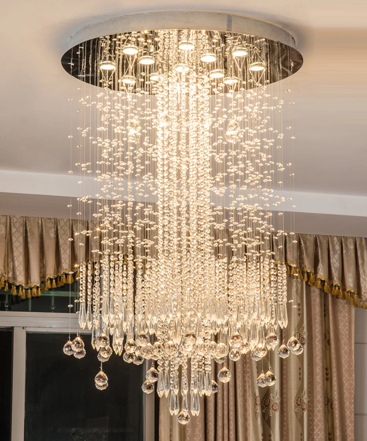 Modern Chandelier lighting low ceiling beads chain luxury lighting k9 crystal chandelier for hotel ETL82103