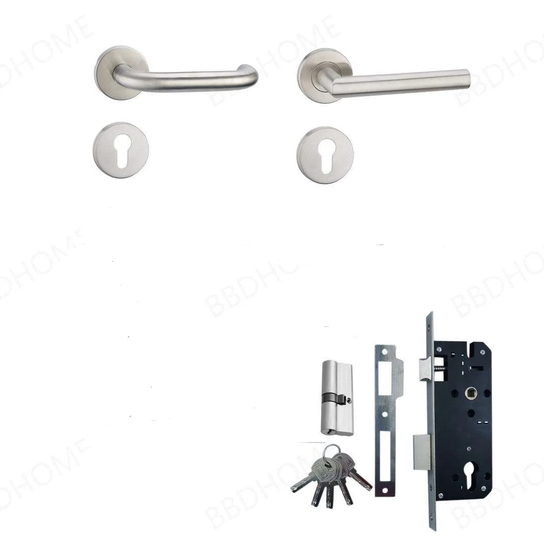 Lever Hardware Pull Lock SS Door Handle 201ss 304ss Stainless Steel Door Lock Set