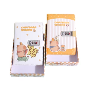Popular Wholesale Cute  PU Cover Paper Capybara Notebook Diary with Password Lock
