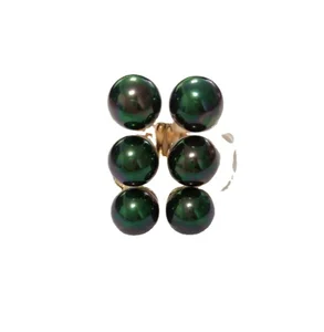 Customized 18k Gold Plated Samoan Ring , Tribal Hawaiian Black Pearl Ring Jewelry, Bohemian 6 Pearls Ring