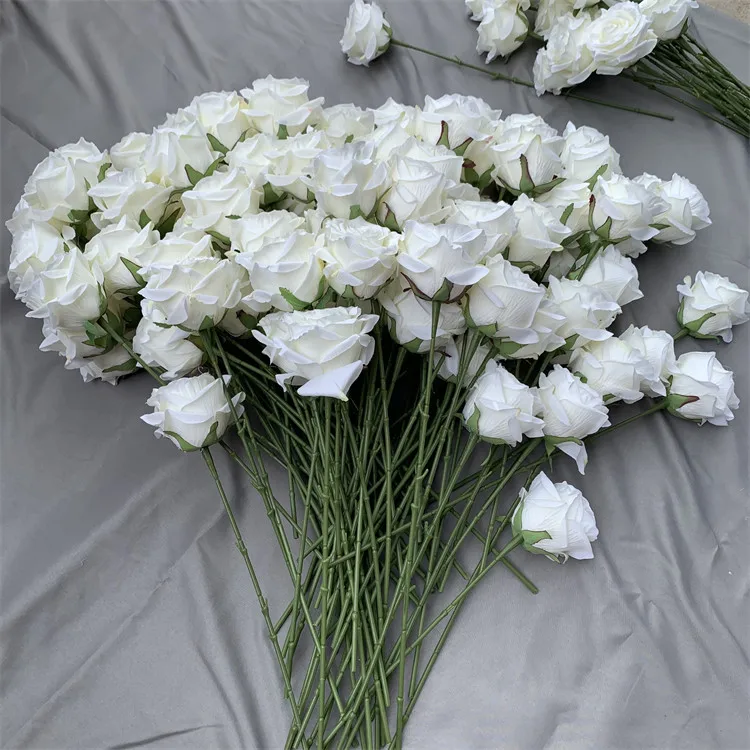 Yopin150 Wholesale Artificial Centerpiece Flower White Single Rose Without Leaves Flower Buy