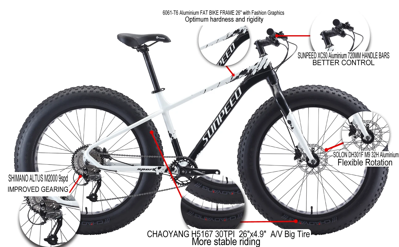 NEW Fat bike sunpeed 26 inch 9 Spd fashion bicycle