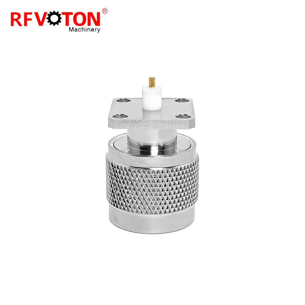 Factory Directly N Male Plug Macho Panel Flange 4 Hole Rf Coaxial Connector Solder Coax Coaxial Connecteur Converter Rohs