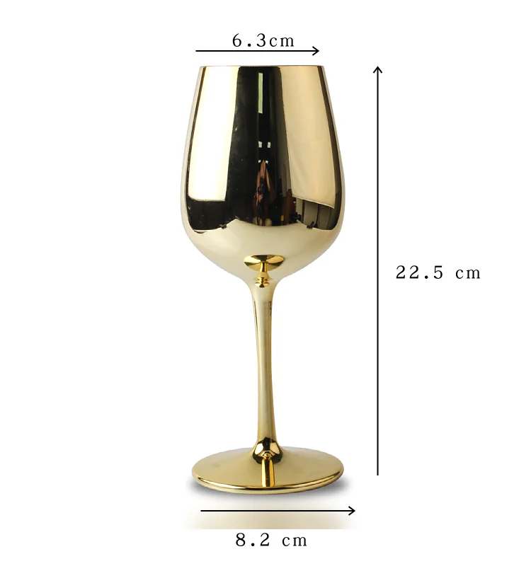 450 Ml Gold Plastic Wine Glass Promotional Plastic Goblet In Metallic