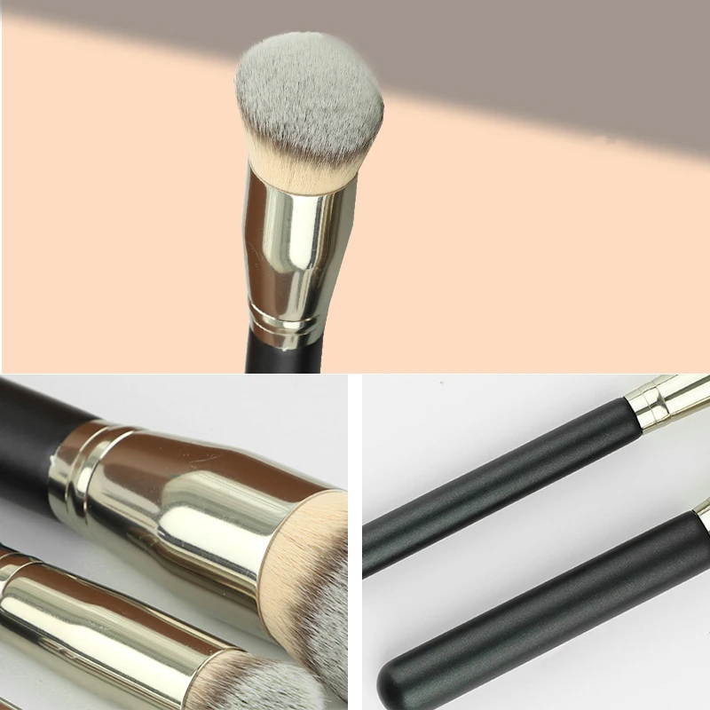 Angled Kabuki Brush Contour Beautiful Black Flat Top Makeup Brushes