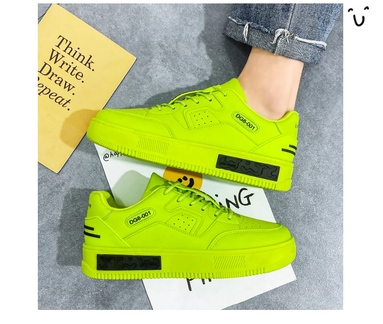 Bright green fashion style thick sole men shoes custom logo walking style sneaker good price men casual shoes