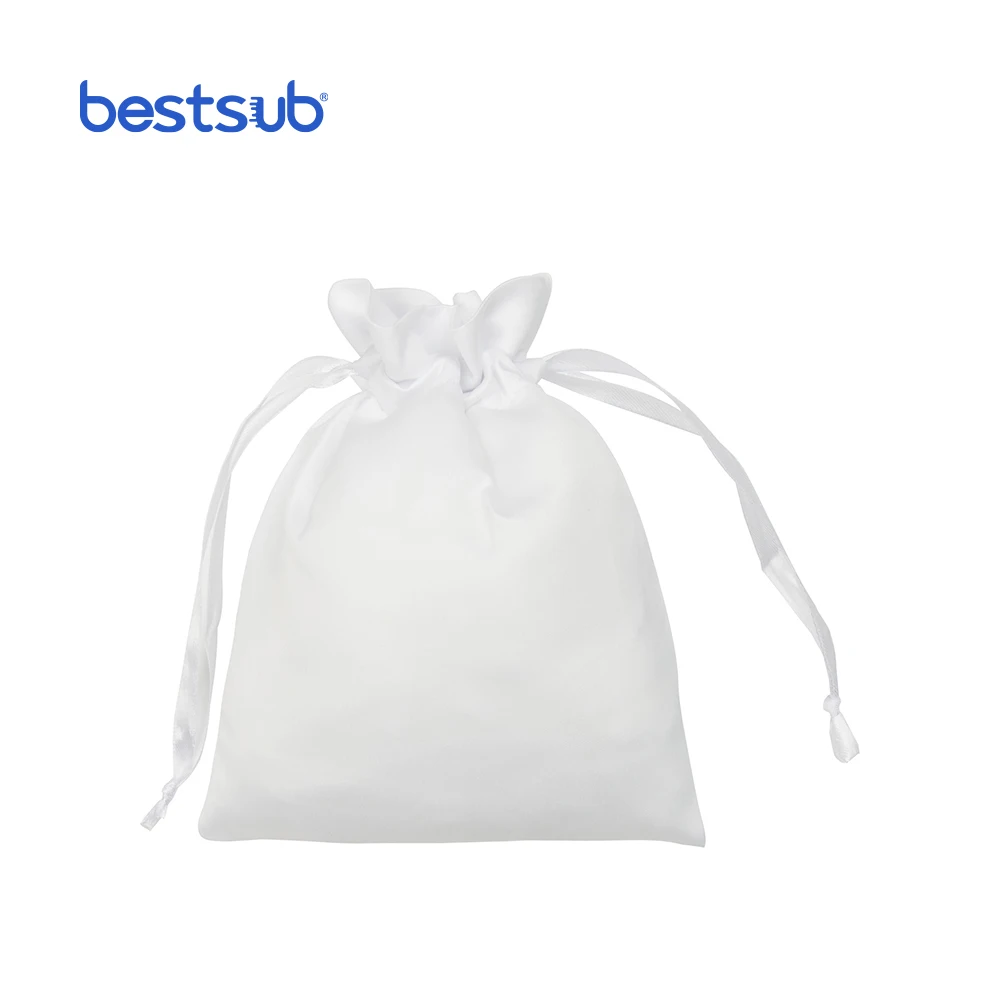 Оптовая продажа, индивидуальные сублимационные белые атласные свадебные подарочные пакеты на шнурке BestSub