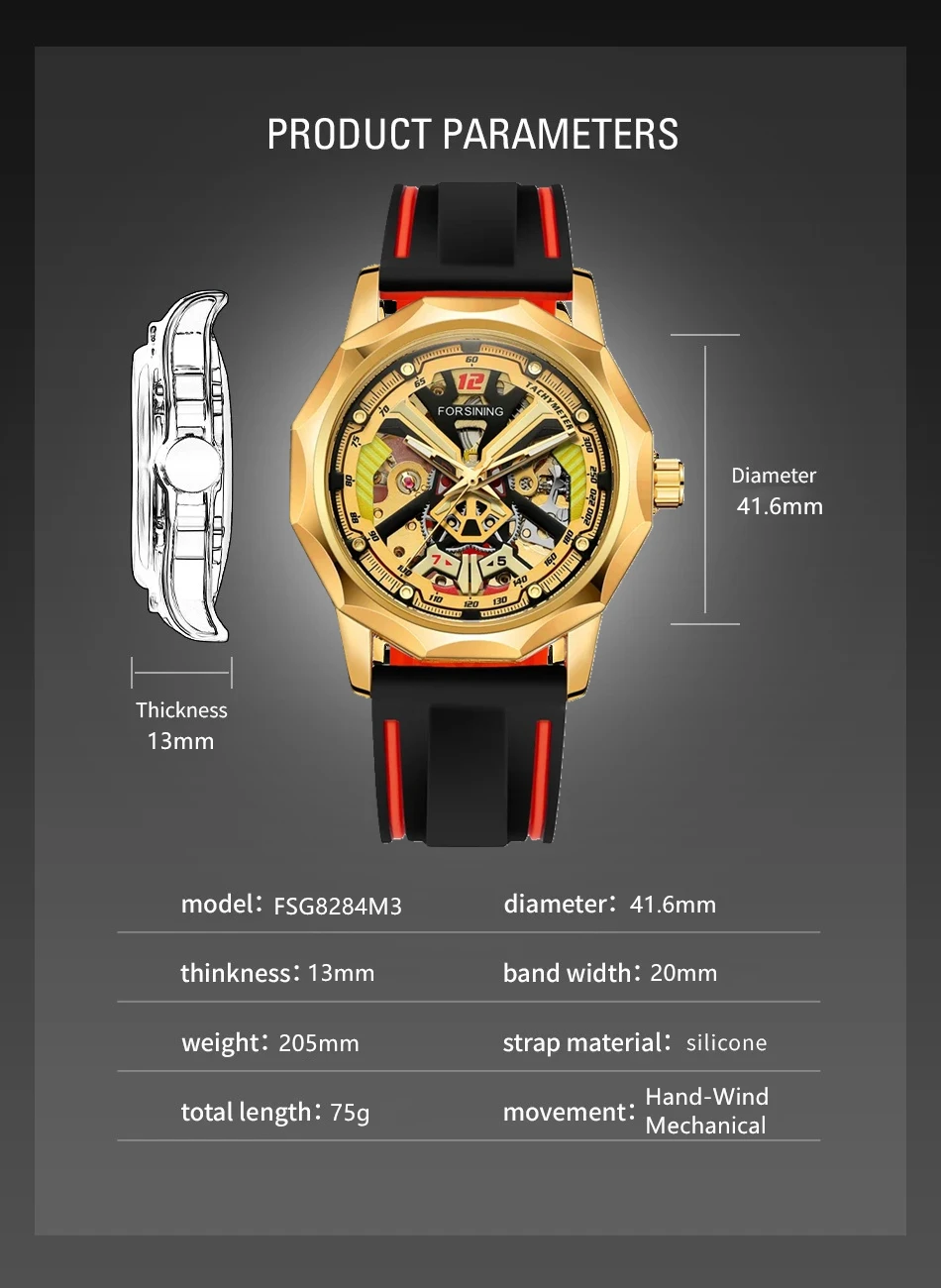 FORSINING 8284 Manual Hand Winding Mechanical Watch for Men