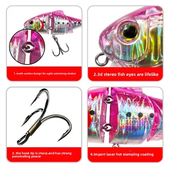 Slow Floating Multi-section Artificial Hard Bait Stainless Steel 93g Black Pit Bass Fresh Water – Hard Lure – view 3