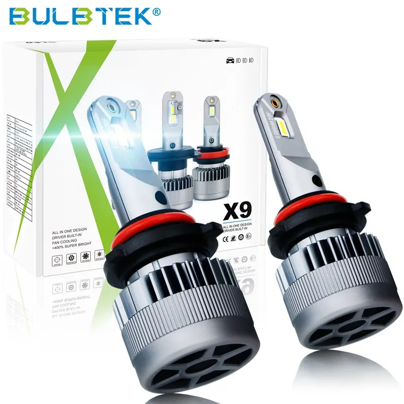 China BULBTEK X9 H1 H3 H4 H7 H11 HB3 HB4 H13 Car LED Headlight Bulb Fan  Type CANBUS AUTO LED Headlight Bulb Manufacture and Factory