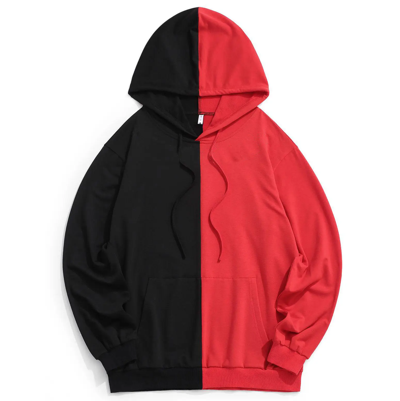 Pullover Oem Customized Two-color Design Colorblock Hoody Half and Half Colored Split Multi Color Block 2 Two Tone Hoodie