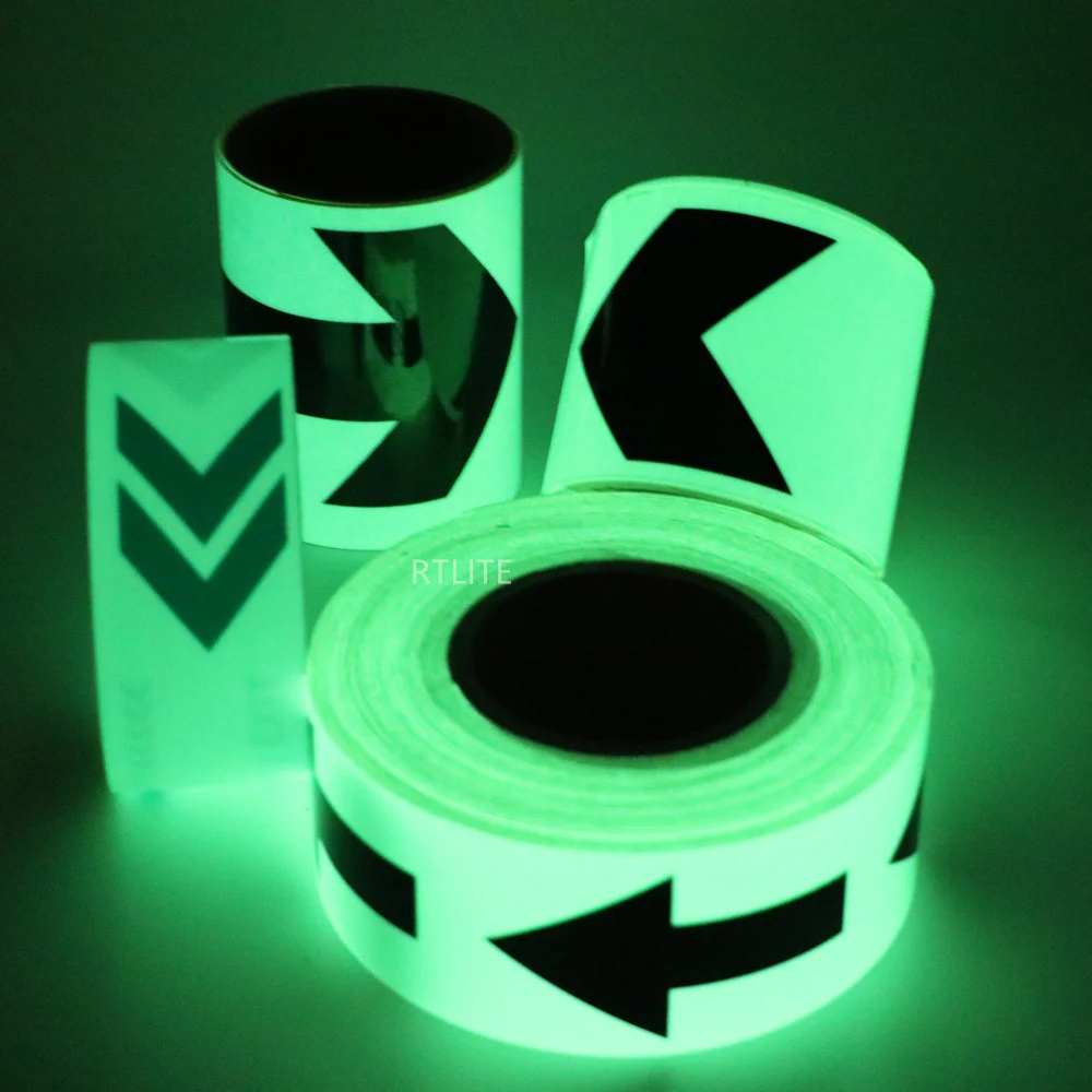 8 10 Hour Photoluminescent Reflective Vinyl Sticker Glow in the Dark Stairs Steps Exit Sign Luminous Roll Tape