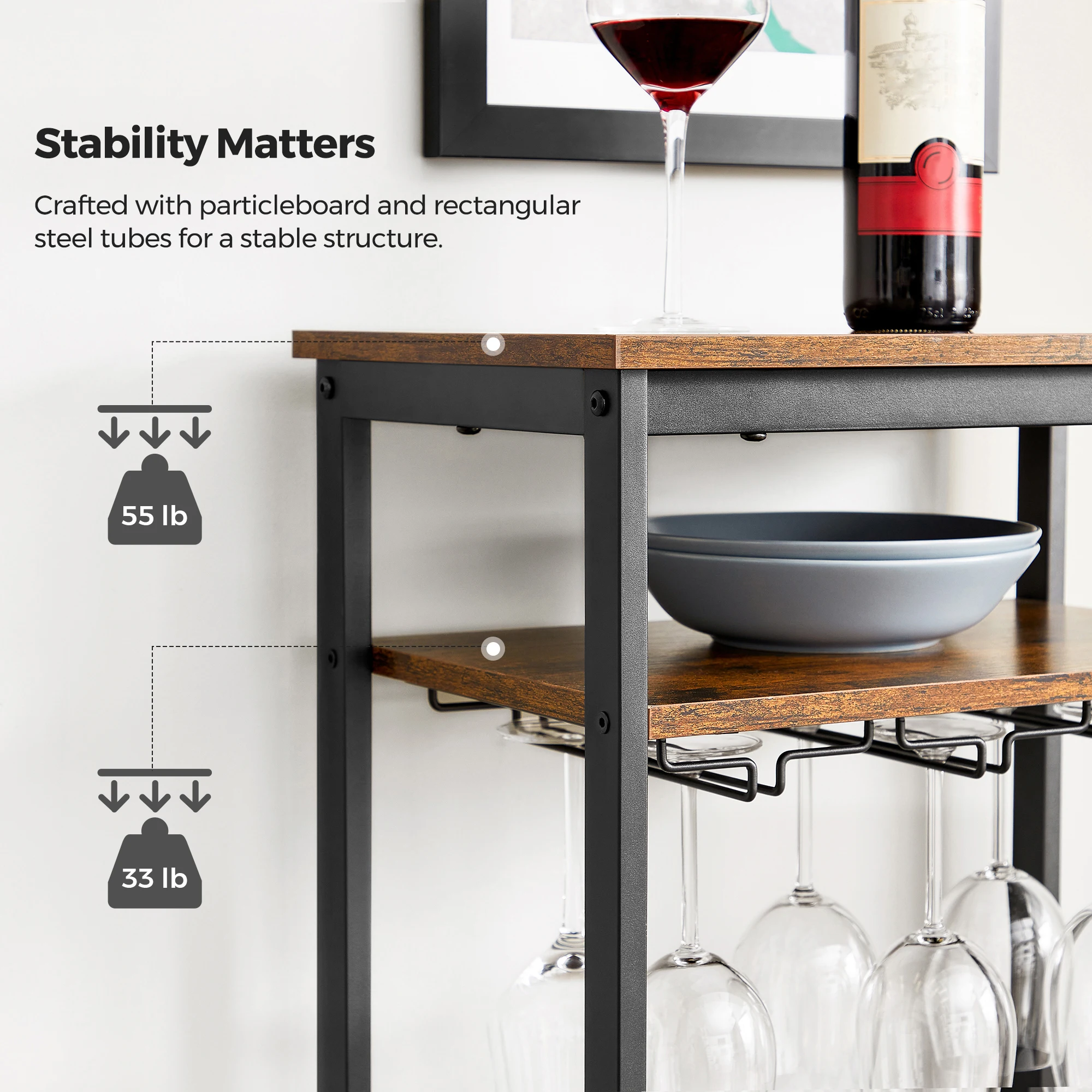 Vasagle Floor Wine Storage Organizer Display Rack 20 Bottles Stackable