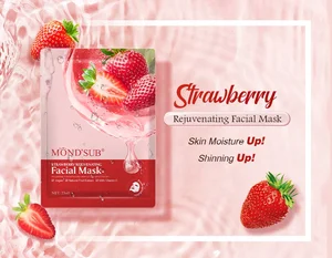MOND'SUB Vegan Skincare Natural Strawberry Rejuvenating Sheet Mask with Hyaluronic Acid and Silicone-Free Formula