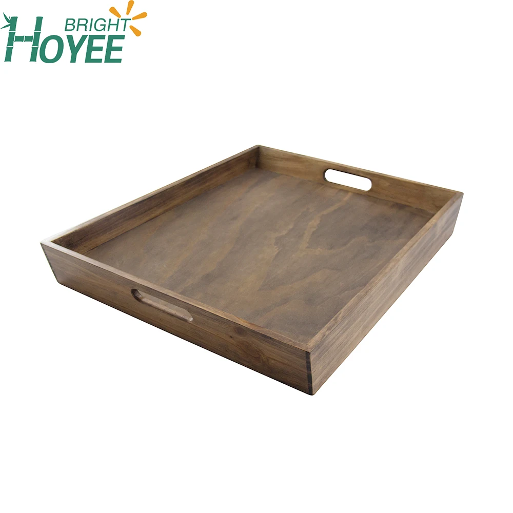 Складной поднос из натурального дерева акации с