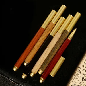New Popular Luxury Gift Pen Custom Engrave Logo Premium Brass Wood Roller Ball Pen