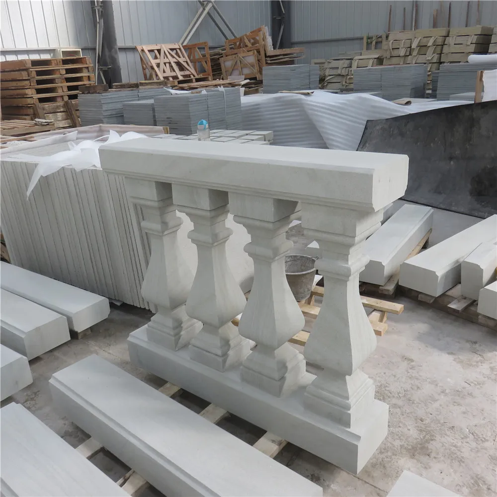 Grey Sandstone Balusters Custom House Decoration Natural Stone Stair Handrailing Balustrade