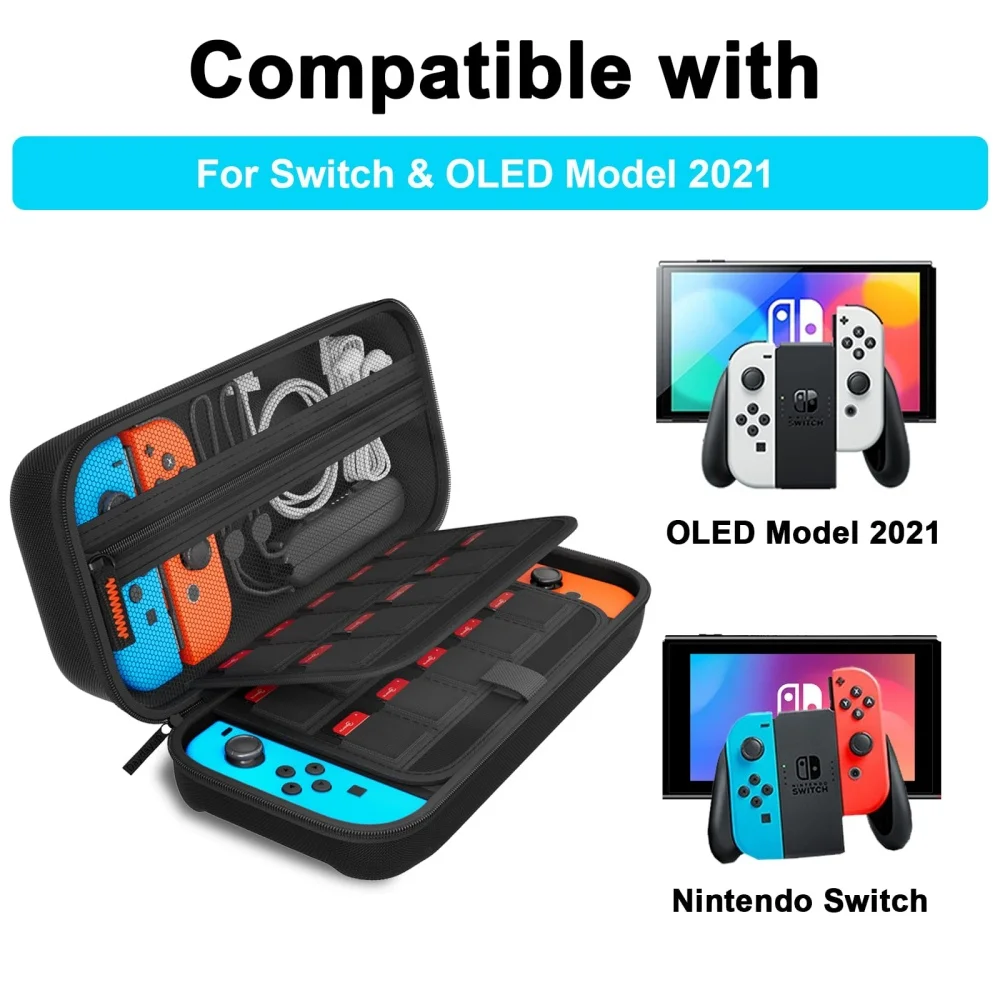  switch oled with 20 game cartridges protective case laudtec-9