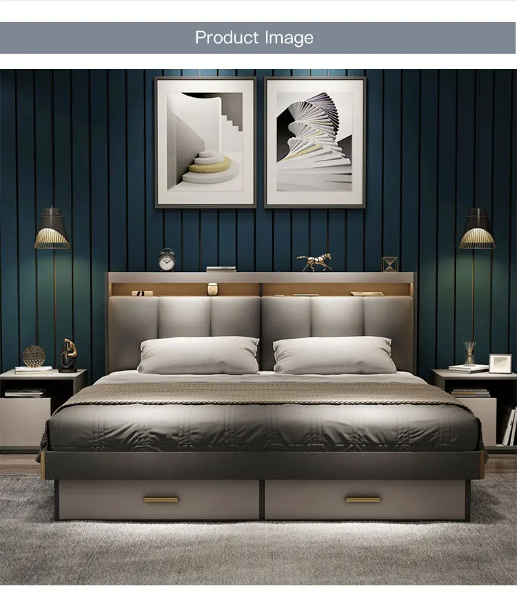 Modern Bedroom Set Queen Bed Frame Storage With Drawer Dynasty Wood ...