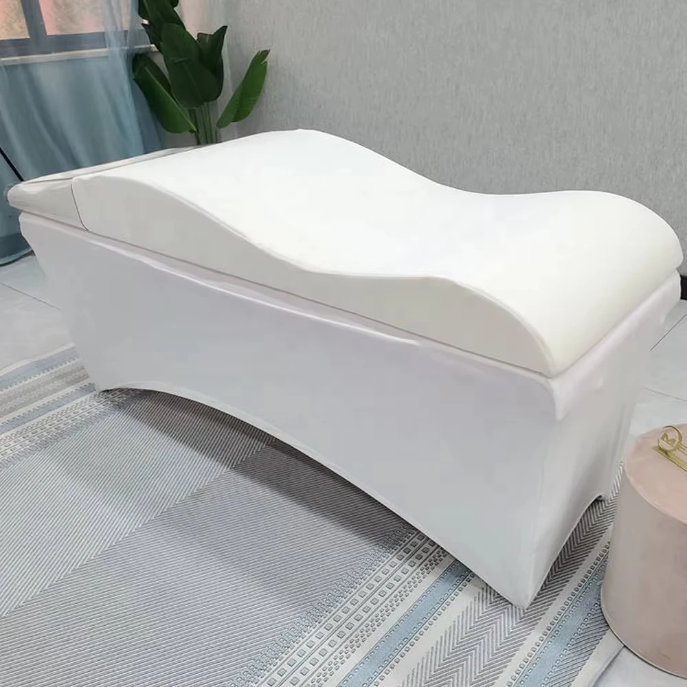 Customize Massage Table Toppers Beauty Spa Bed Pads Wave Curved Velvet Foldable Memory Foam Lash Bed Mattresses Folding Toppers
