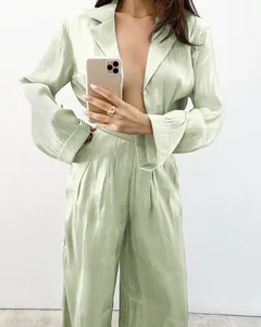 Custom Design Casual Pajama Set Women Satin Pajamas Sexy Pajama Sets