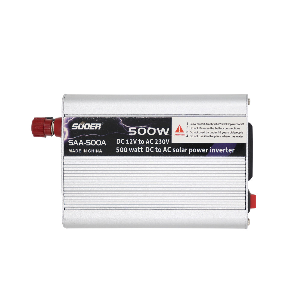 
Инвертор Suoer 500 Вт, 12 В постоянного тока, 220 В переменного тока, 50 Гц, 60 Гц, 500 Вт, модифицированный синусоидальный сигнал, выходной одиночный Инвертор солнечной энергии 