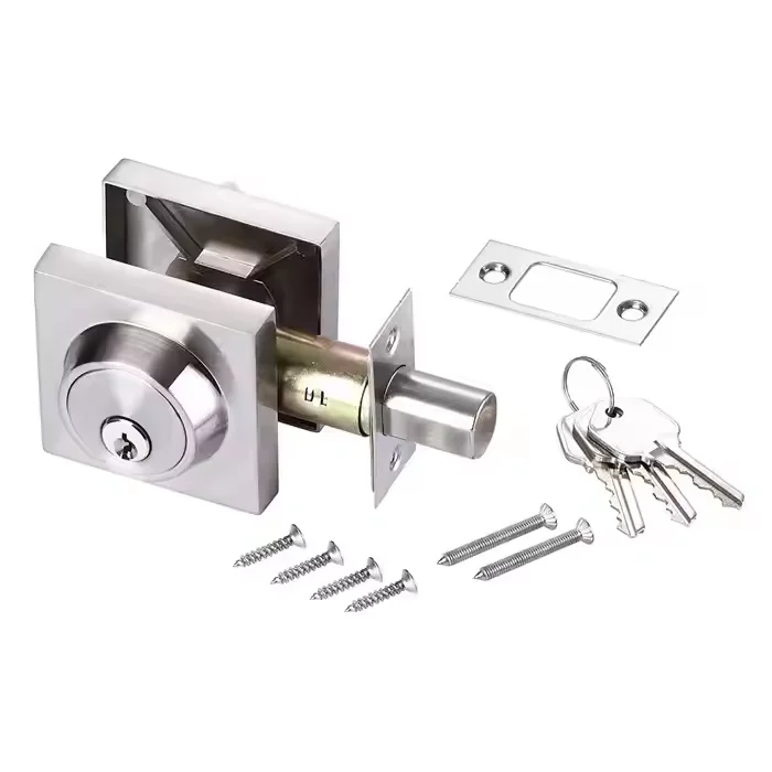 Square Single Keyed Deadbolts for Exterior Doors Black Keyed Outside and Thumb Turn Inside for Door Lock Body