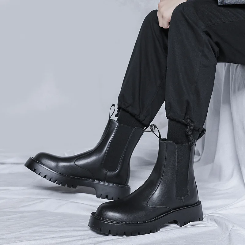 Luxury Winter Boots Durable Chelsea Mens Platform Ankle Boots