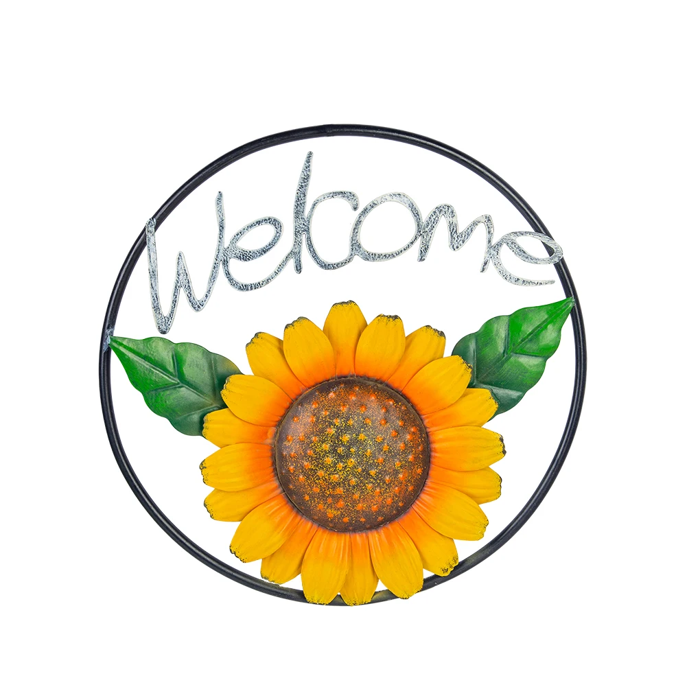 Metal Sunflower  with Welcome Sign Yellow