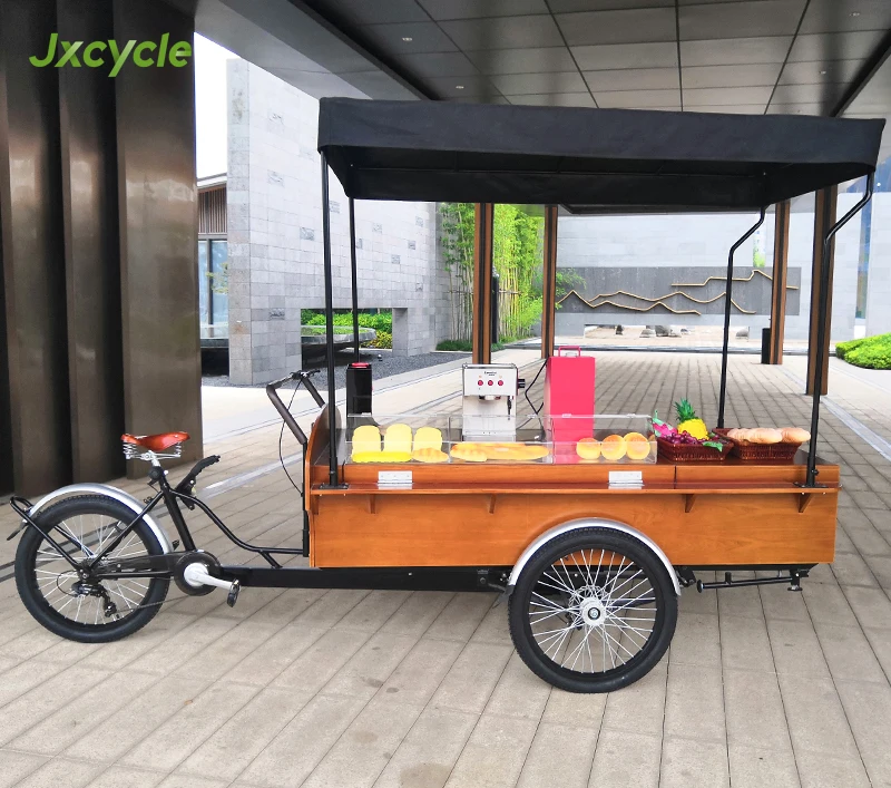 Wheel Coffee Bike With Wooden Box Tricycle for Street Mobile