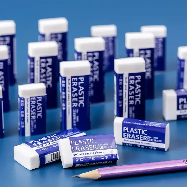 Оптовая продажа ПВХ прямоугольный производитель детские канцелярские принадлежности белый мягкий карандаш ластик