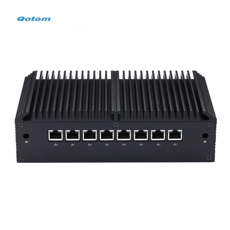 Qotom X86 Mini Computer Router with 8 Gigabit LAN, Fanless Design, and Core i3/i5/i7 Processor Options Description Image.This Product Can Be Found With The Tag Names Barebone Mini PC, Computer Office, Mini computer router