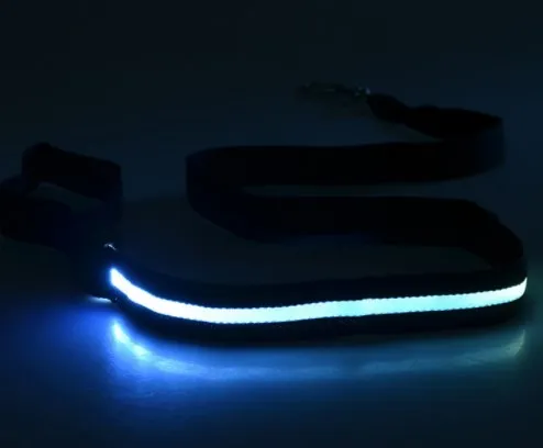 USB Rechargeable LED Light up Dog Leash With Different Colors Glow in Dark Pet Lead for Small Medium Dogs