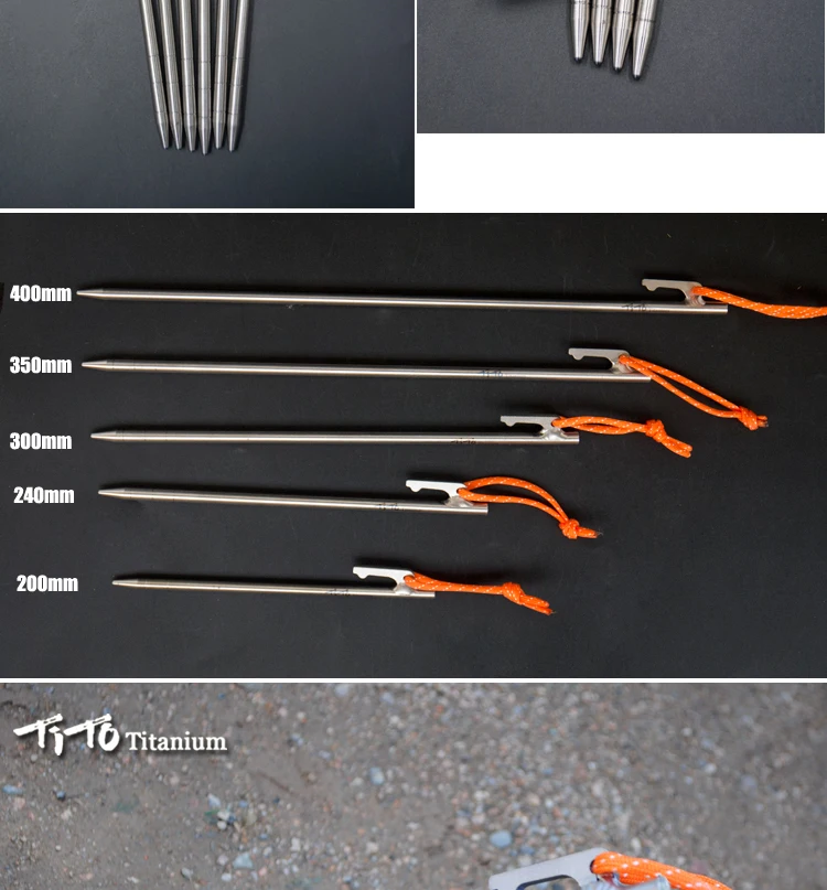 Tito Titanium Alloy Tent Pegs Outdoor Camping Tent Nail Antibending