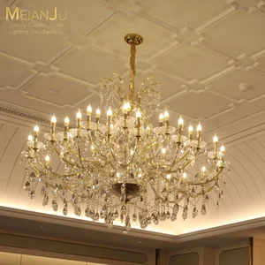 Luxury Style American Ceiling Chandelier with Crystal Glass Shade and Stainless Steel Body for Hotel Use