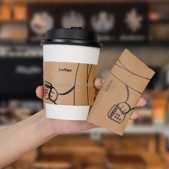Custom logo Design Paper Cup Set Hot Drink Coffee Cup Sleeve with Anti-hot