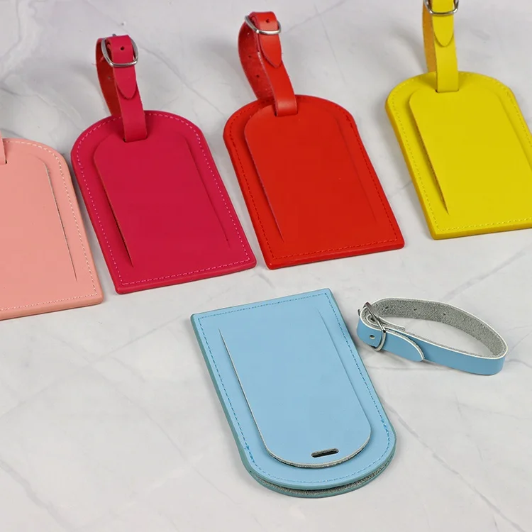 Custom Privacy Cover Durable Metal Strap Plastic PVC Window PU Leather Luggage Tag Premium