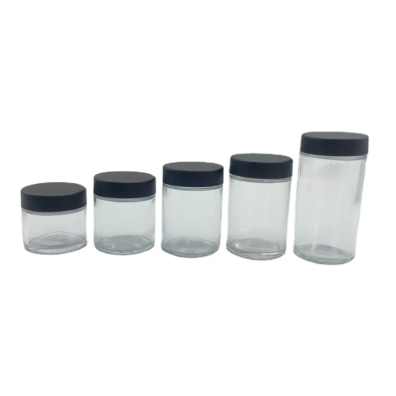 Customized child proof glass jar 60ml 90ml 120ml 150ml 180ml airtight stash glass jars smell proof jars