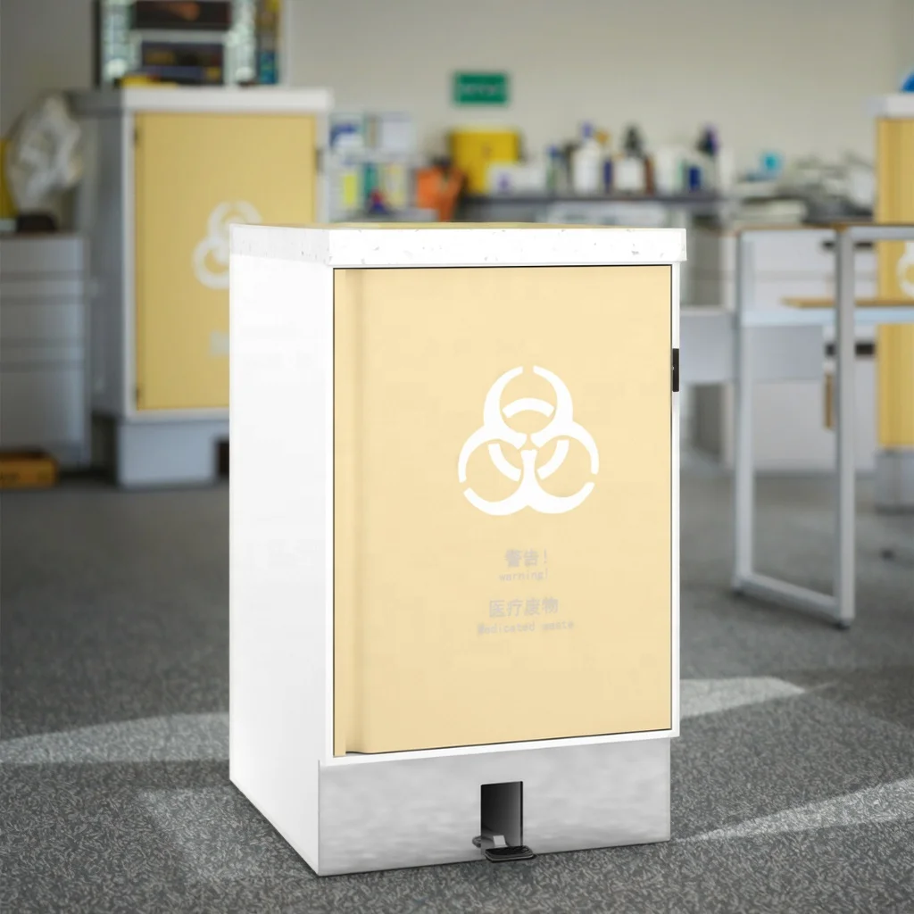 Modern Hands-Free Foot Pedal Trash Cabinet System 800mm Hospital Waste Management Odor Lock Seal Removable Stainless Steel 5