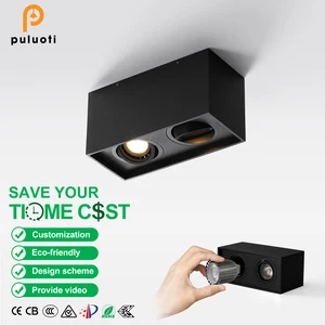 Modern 20W LED Spotlight Anti-Glare Square 24°Spot Light Fixtures Surface Mounted Gu10 Base Aluminum Lamp Body for Indoor Use