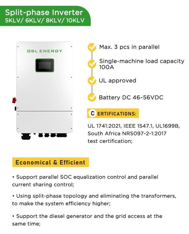 GSL ENERGY Megarevo Solar Inverter 6kw 8kw 10kw 12kw SPF 48VDC Hybrid Inverter Transformer Best Price Split Phase Grid 10kw supplier