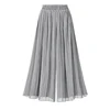 Pantaloni Palazzo a Gamba Larga in Chiffon con Vita Elasticizzata Grigia