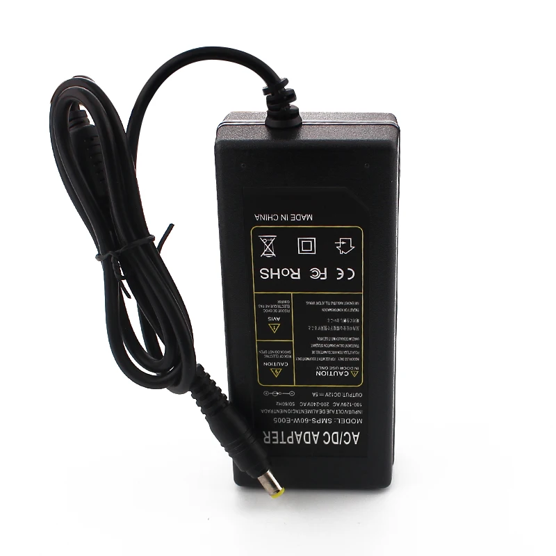 
Адаптер переменного тока 110 В ~ 240 В 60 Вт 12 В 5A AC DC Импульсный адаптер питания настольный адаптер питания с Ce RoHS FCC SAA 5,5x2,1 мм 