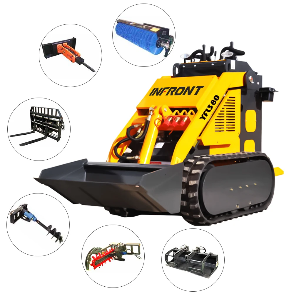 Infront Skidsteer Skid Steer Loader Mini 500 700 850kg 1 Ton 1.5 Ton Mini Loader Skid Steer