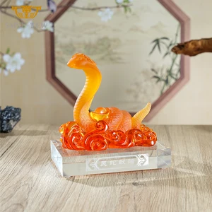 Liuli Furnishing Ornament Gift Wholesale Manufacture Crystal Glass Sculpture Statue Year Snake 2026 New